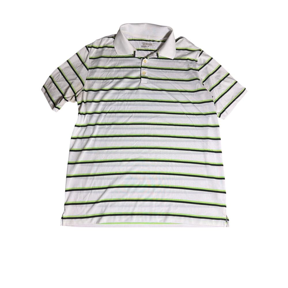 Nike Golf Dri-FIT Striped Polo – Men’s L – Lime Green & Black